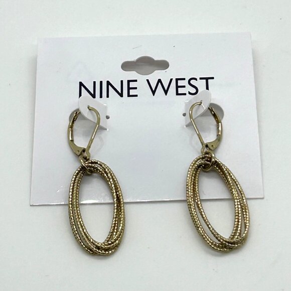 Nine West Jewelry - Nine West Gold-Tone Textured Oval Drop Earrings With Leverback Closure